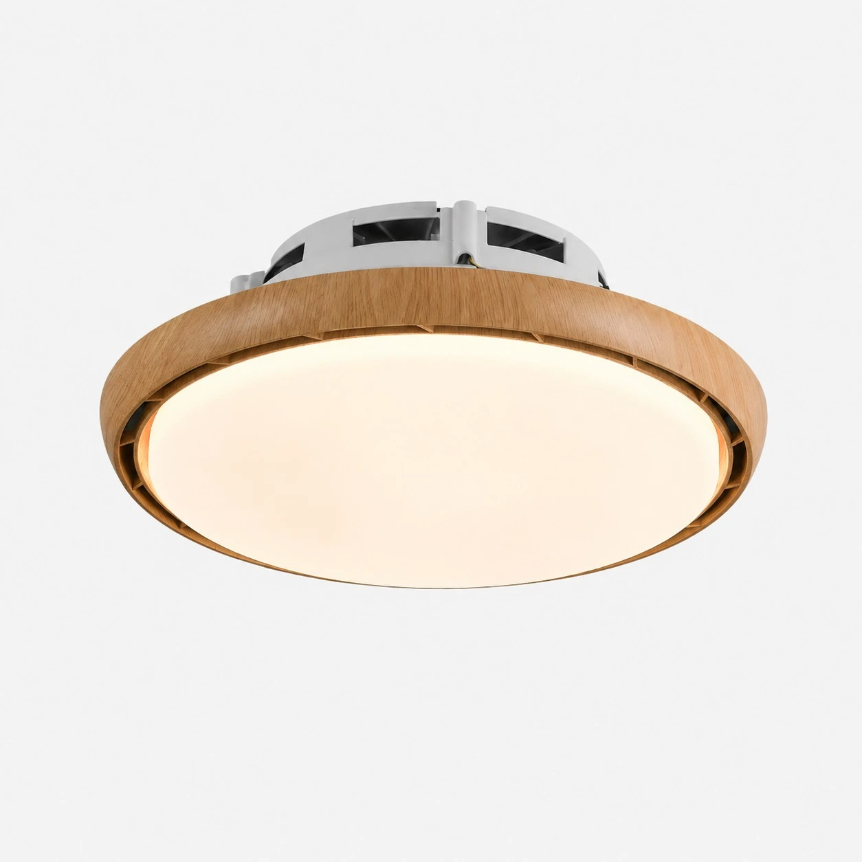 Light wood low profile ceiling fan light
